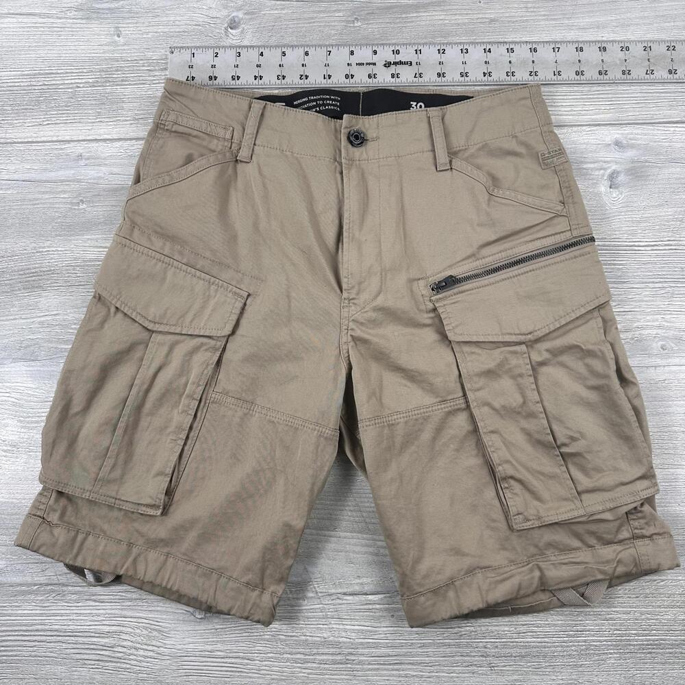 G Star Raw Cargo Shorts Mens 30 Fits 32 Tan Beige Rovic-Zip Loose Relaxed Baggy - Picture 2 of 7